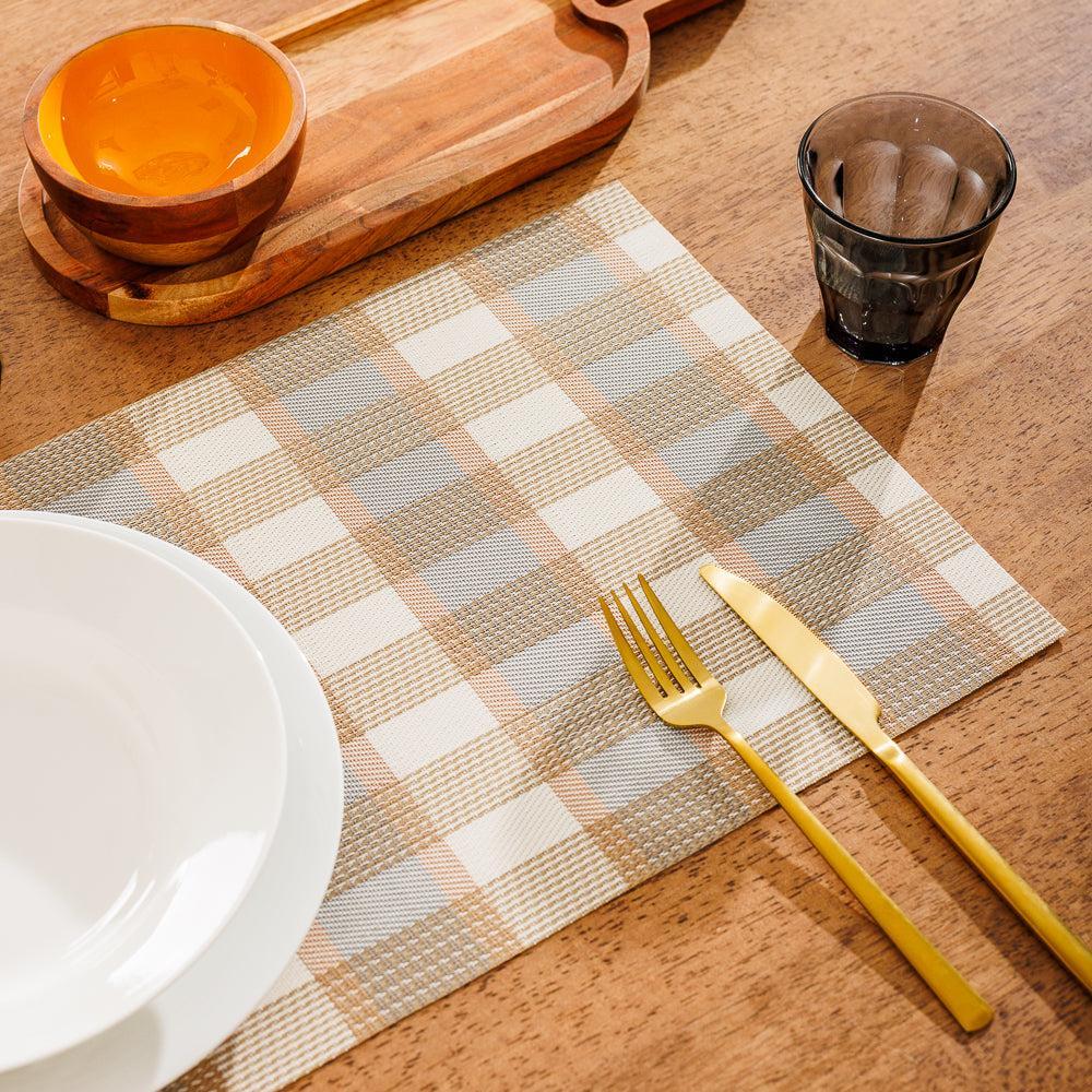 Home.Life Placemats Shaded Tartan Brown 6 Pack-Placemats