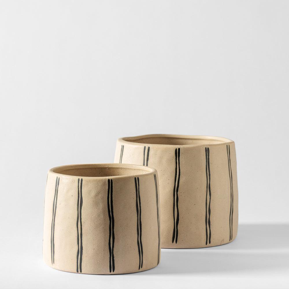 Home.Life Planter Natural Double Stripe Black-DÃ©cor