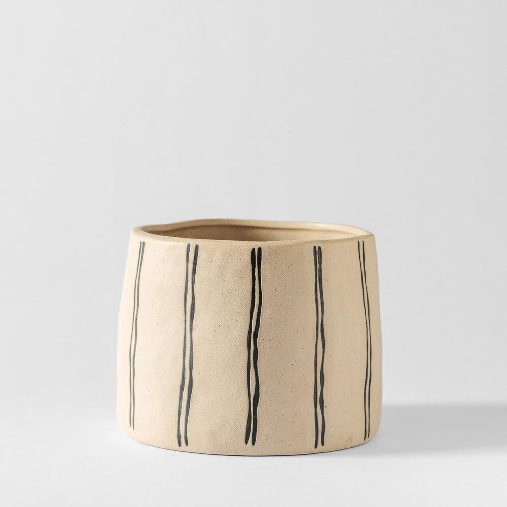 Home.Life Planter Natural Double Stripe Black-DÃ©cor