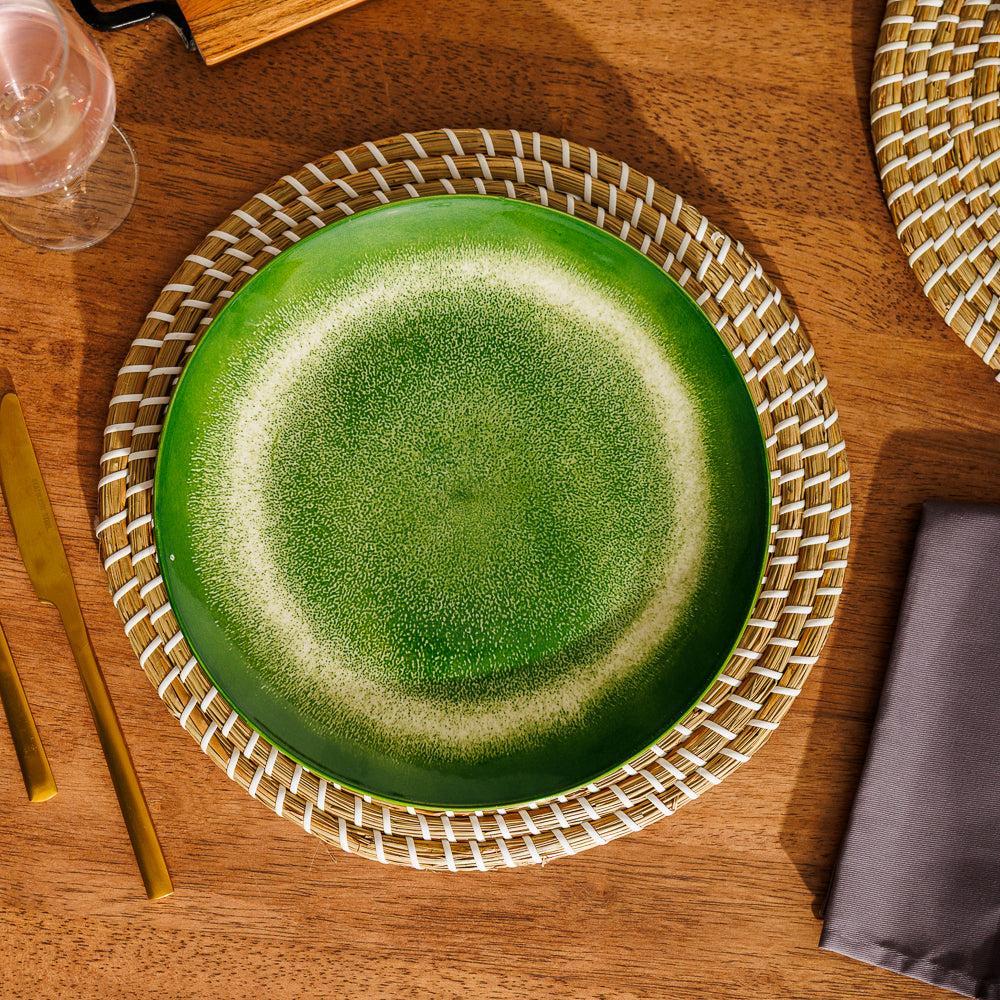 Home.Life Printed Glazed Dinner Plate Green Mist-Plates