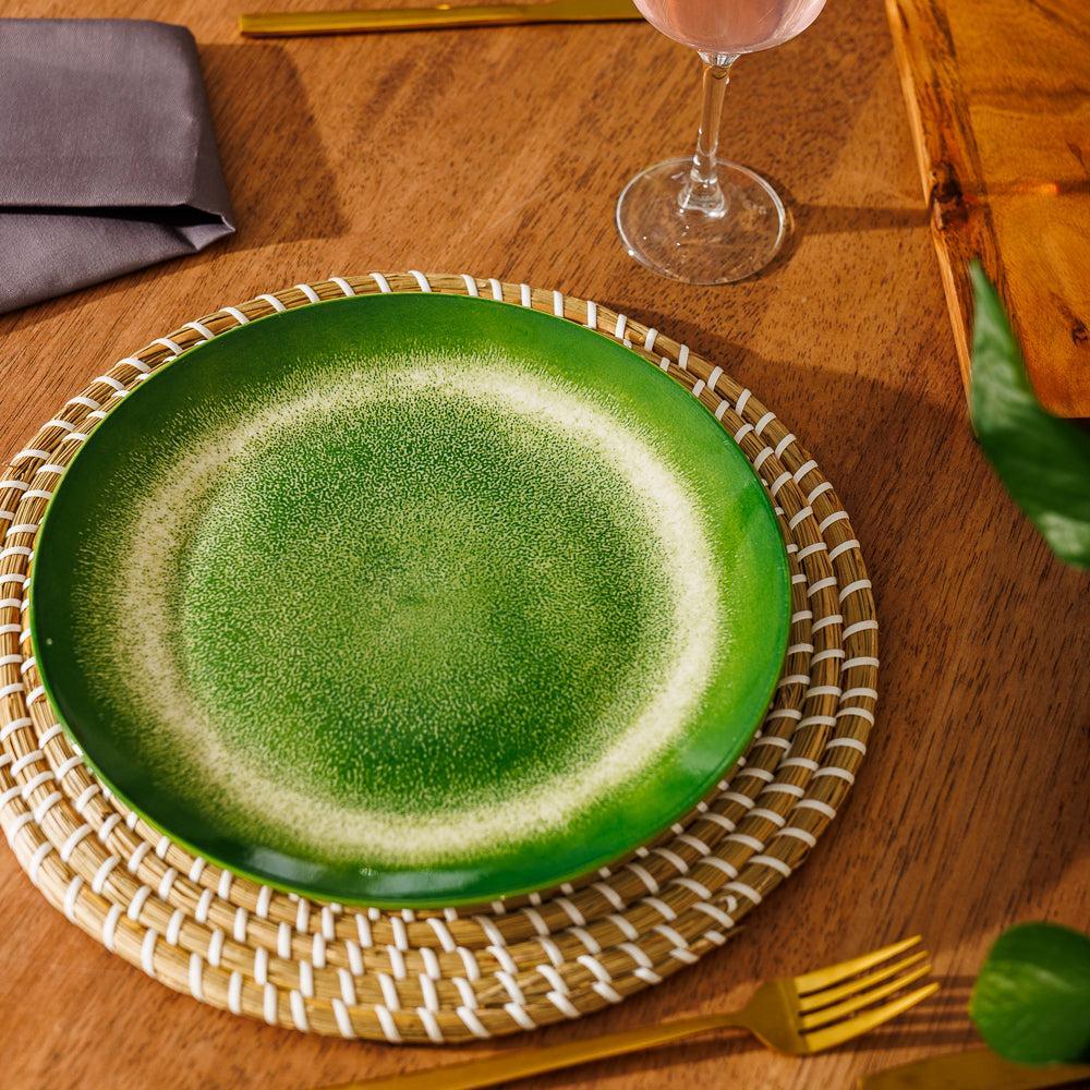 Home.Life Printed Glazed Dinner Plate Green Mist-Plates