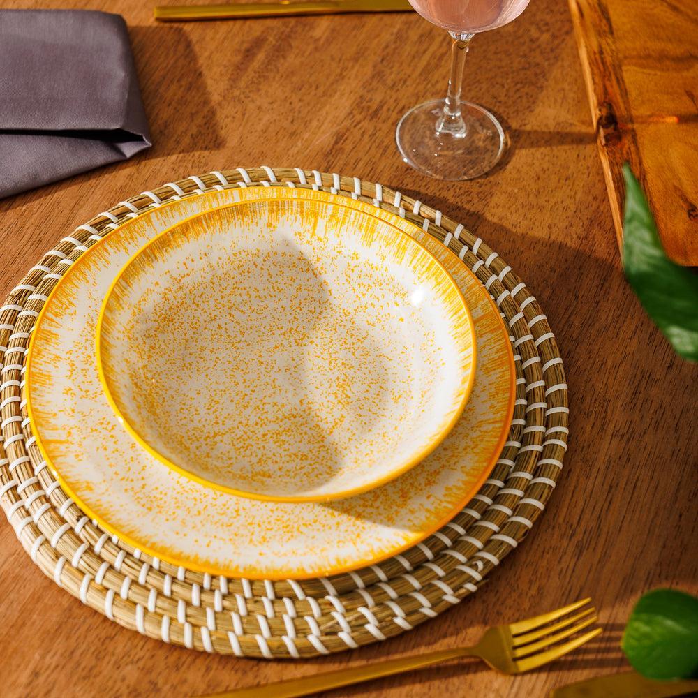 Home.Life Printed Glazed Salad Bowl Golden Haze-Bowls