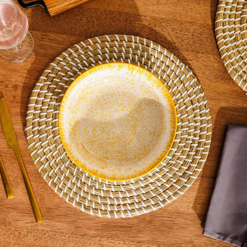 Home.Life Printed Glazed Salad Bowl Golden Haze-Bowls