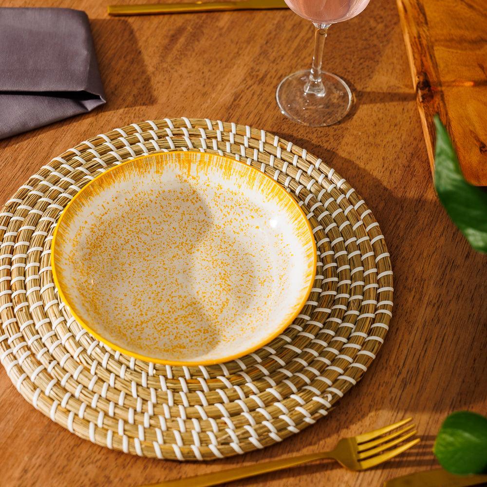 Home.Life Printed Glazed Salad Bowl Golden Haze-Bowls