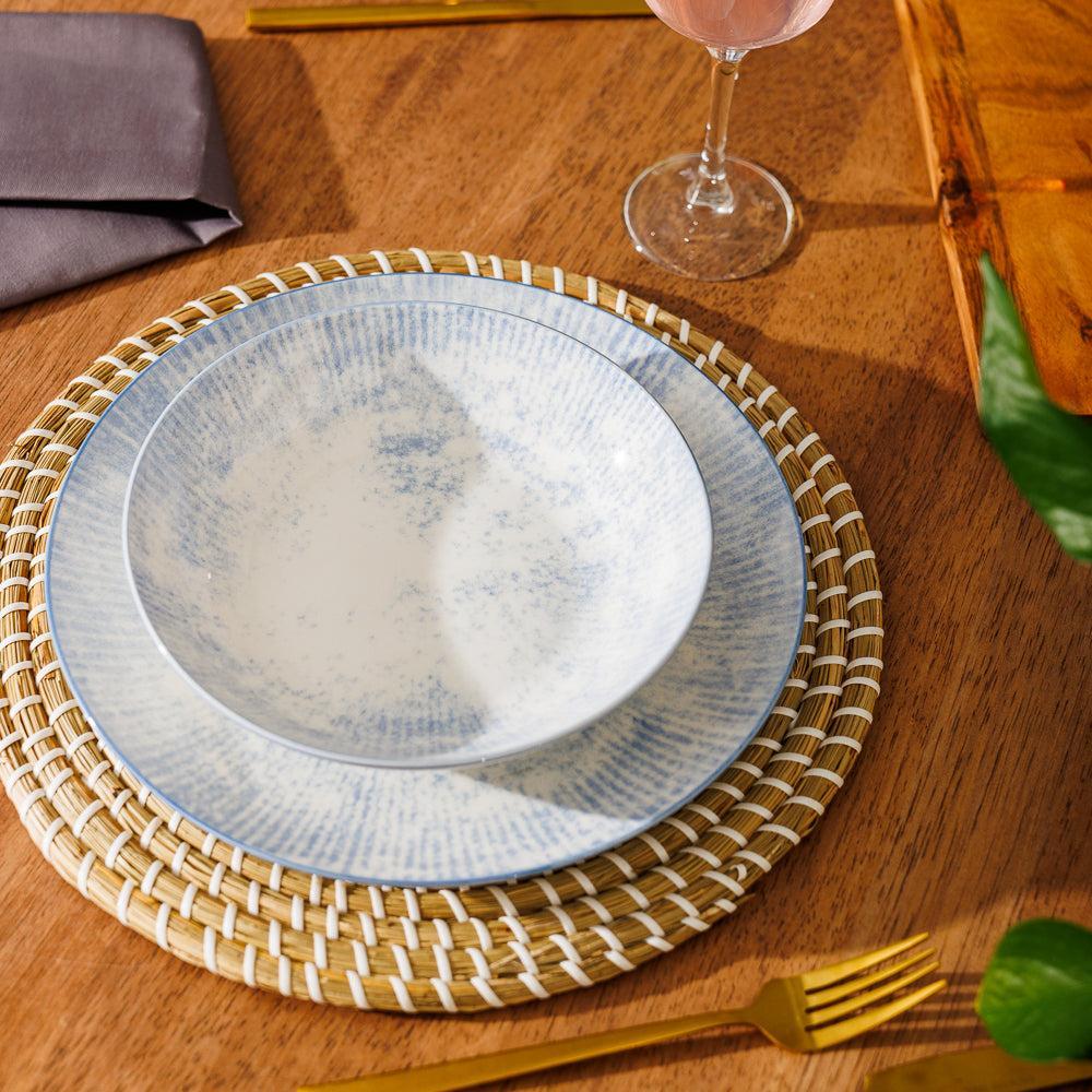 Home.Life Printed Glazed Salad Bowl Sky Haze-Bowls