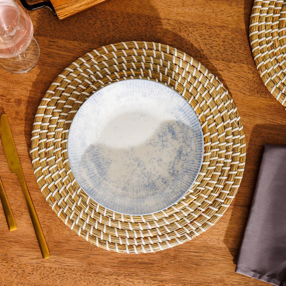 Home.Life Printed Glazed Salad Bowl Sky Haze-Bowls