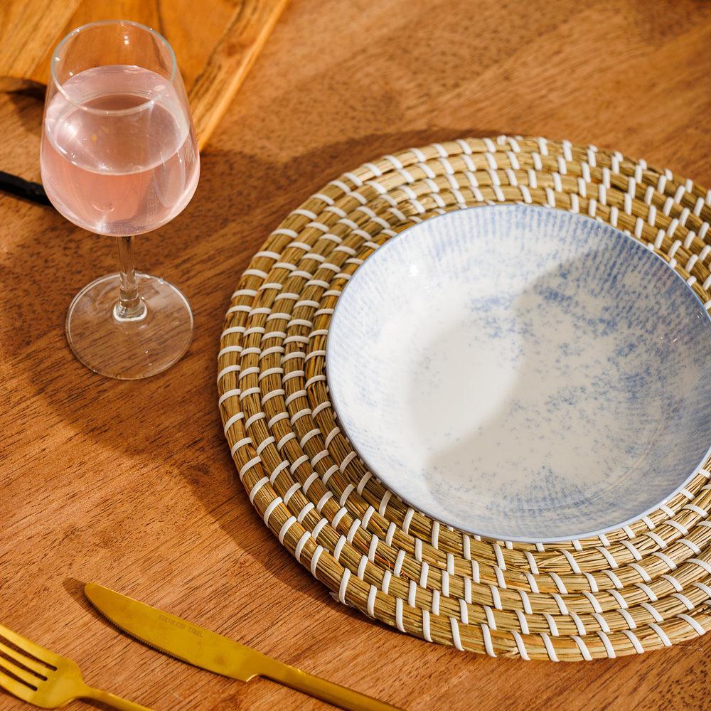 Home.Life Printed Glazed Salad Bowl Sky Haze-Bowls