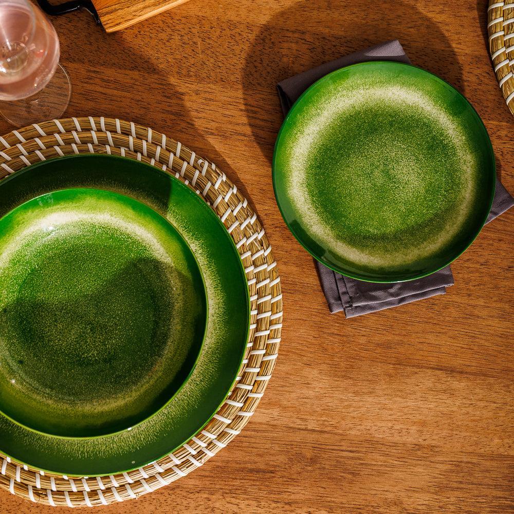 Home.Life Printed Glazed Side Plate Green Mist-Plates