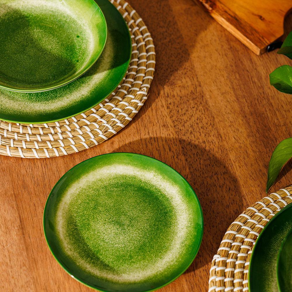 Home.Life Printed Glazed Side Plate Green Mist-Plates