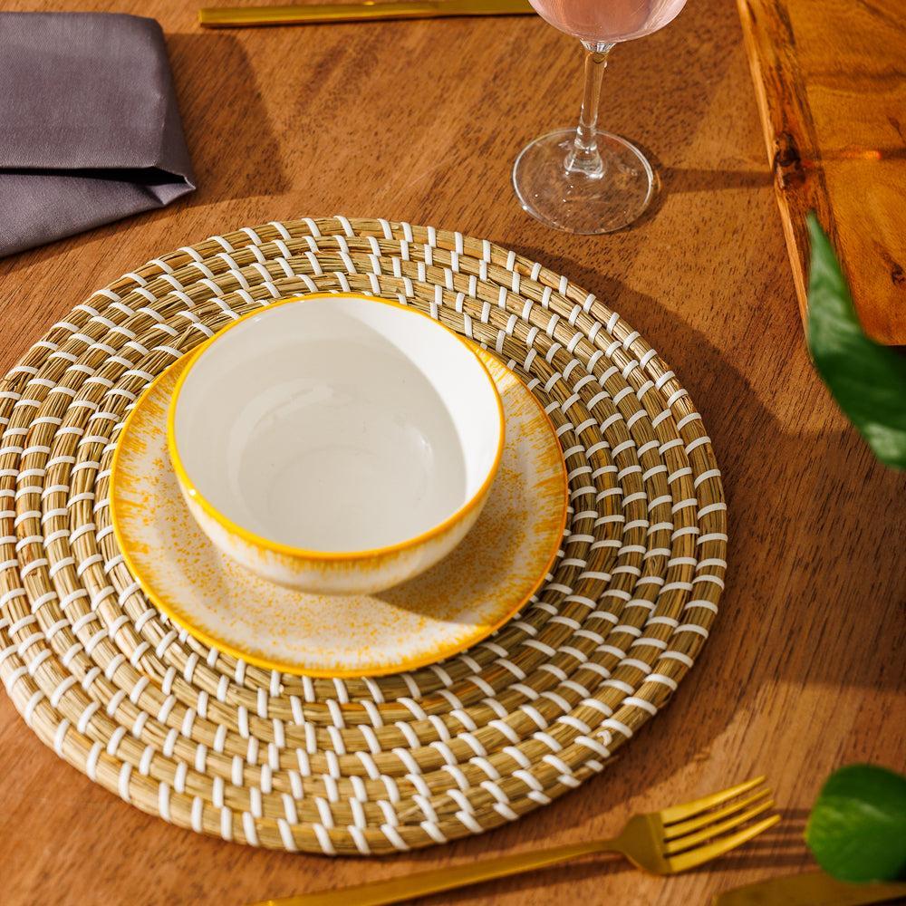 Home.Life Printed Glazed Soup Bowl Golden Haze-Bowls