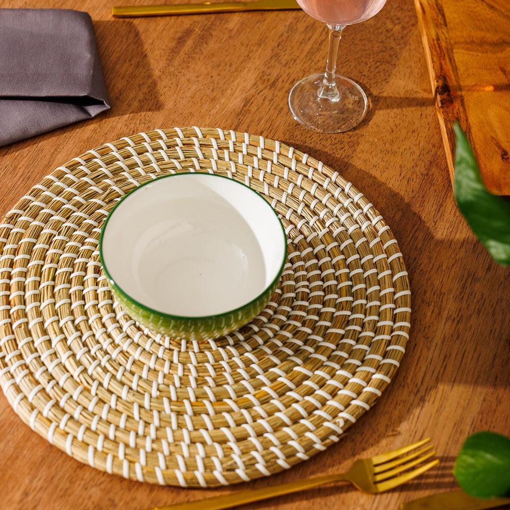 Home.Life Printed Glazed Soup Bowl Green Mist-Bowls