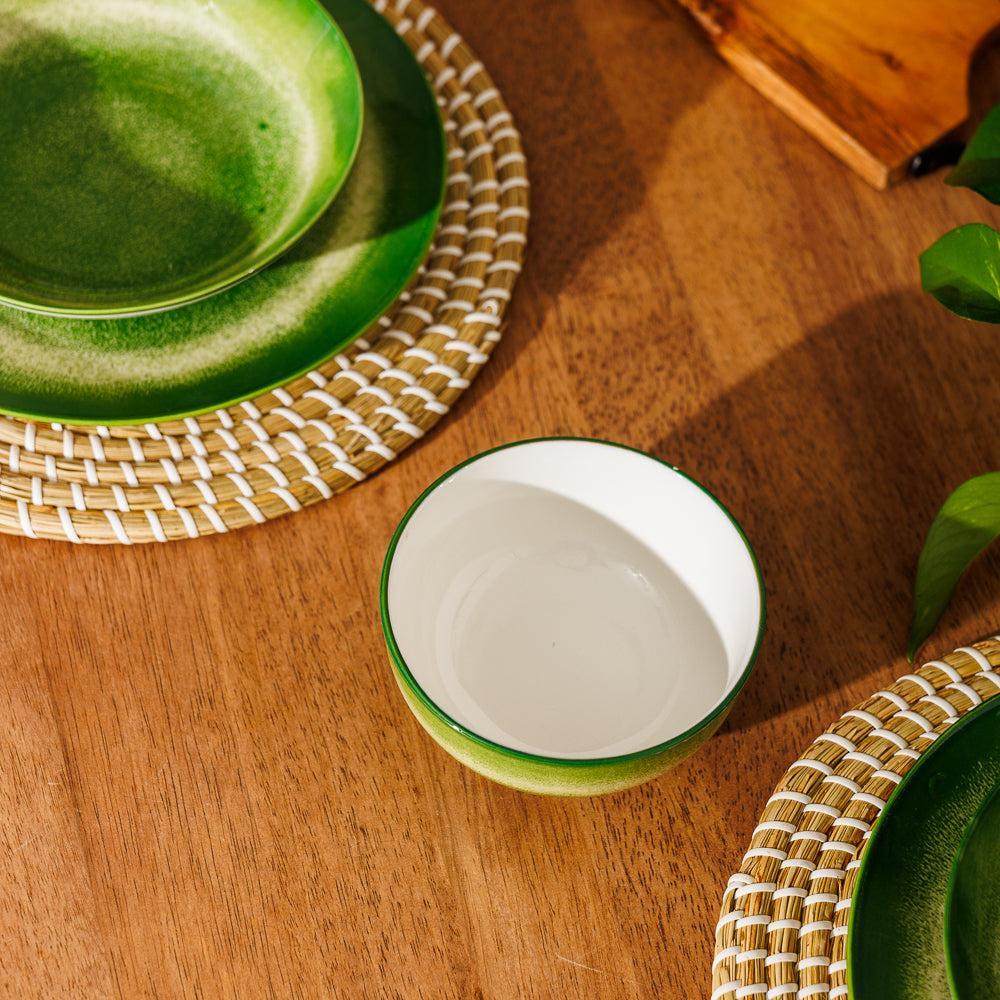 Home.Life Printed Glazed Soup Bowl Green Mist-Bowls