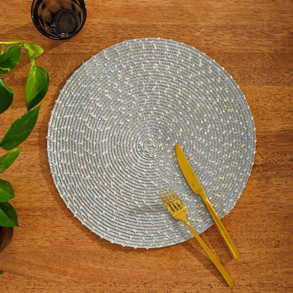 Home.Life Round Placemat Speckled Grey-Placemats