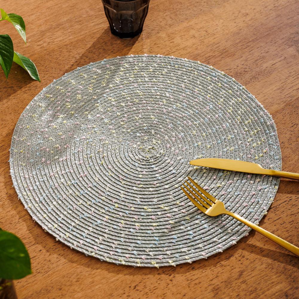 Home.Life Round Placemat Speckled Grey-Placemats