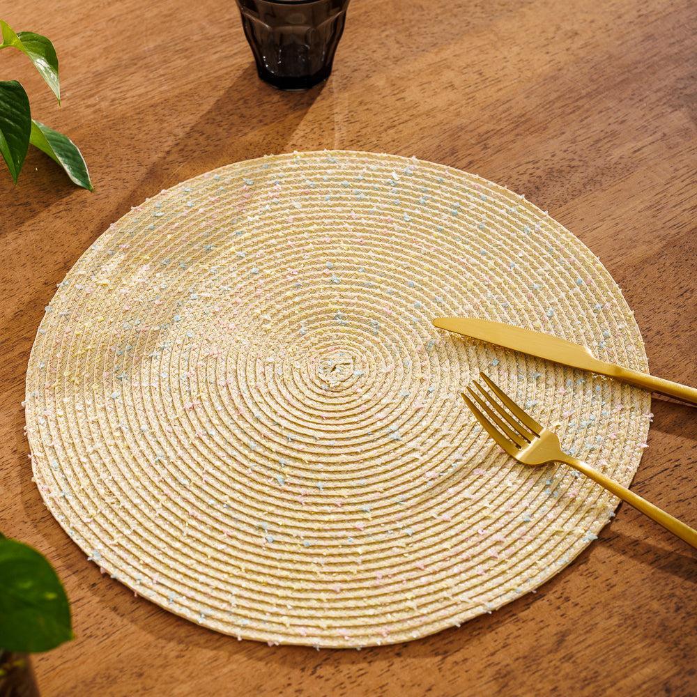 Home.Life Round Placemat Speckled Natural-Placemats