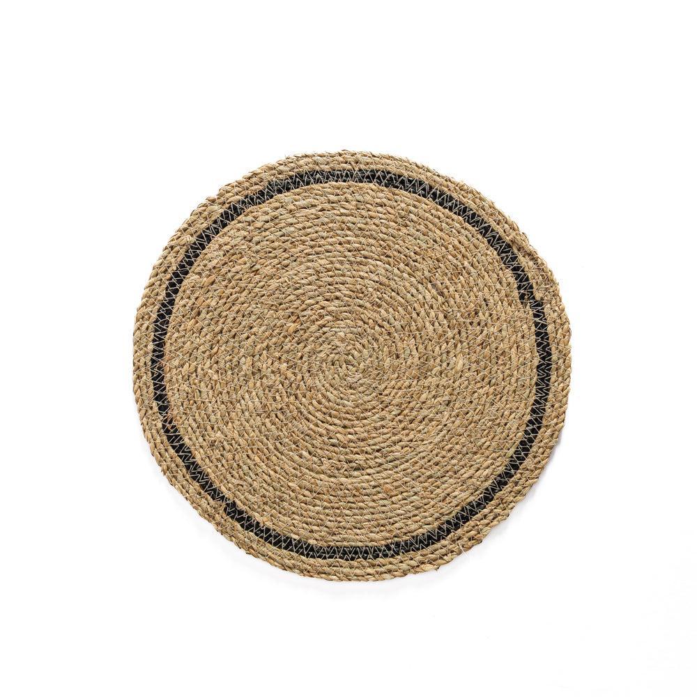 Home.Life Round Seagrass Placemat Natural and Black-Placemats