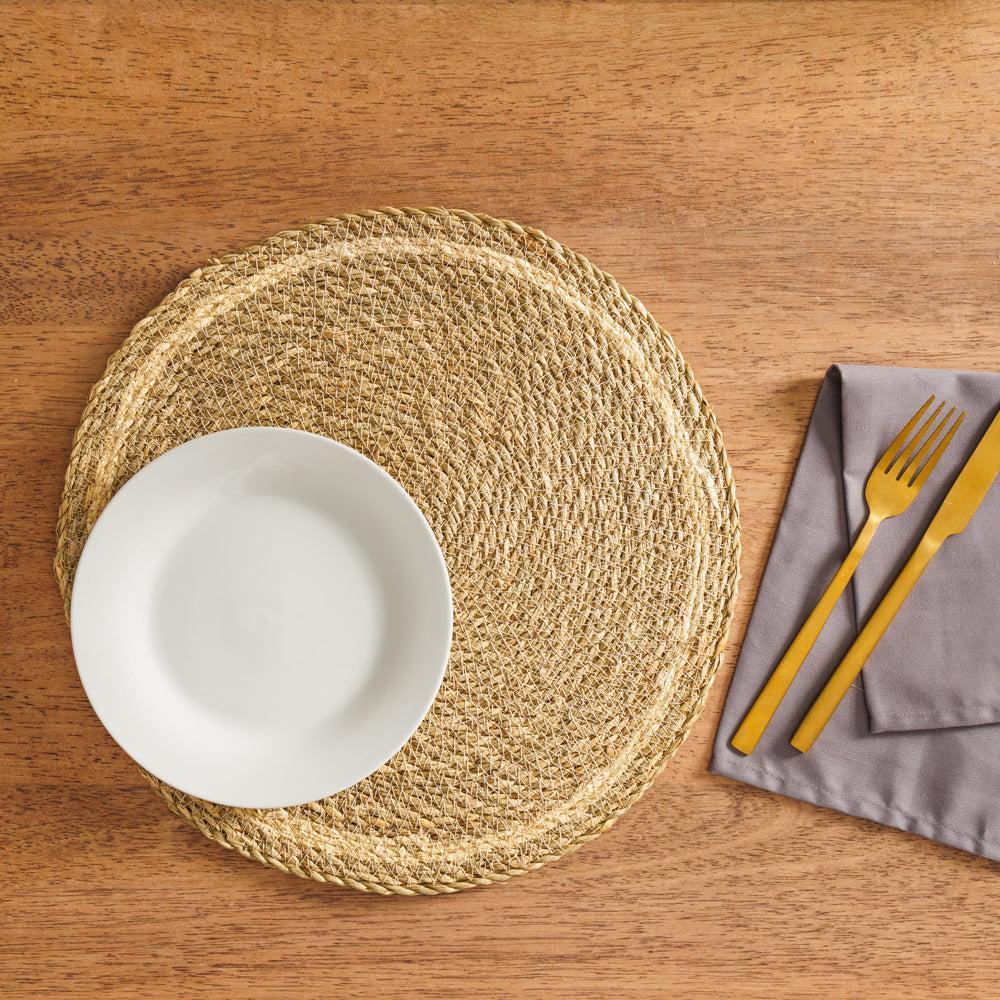 Home.Life Round Seagrass Placemat Natural-Placemats