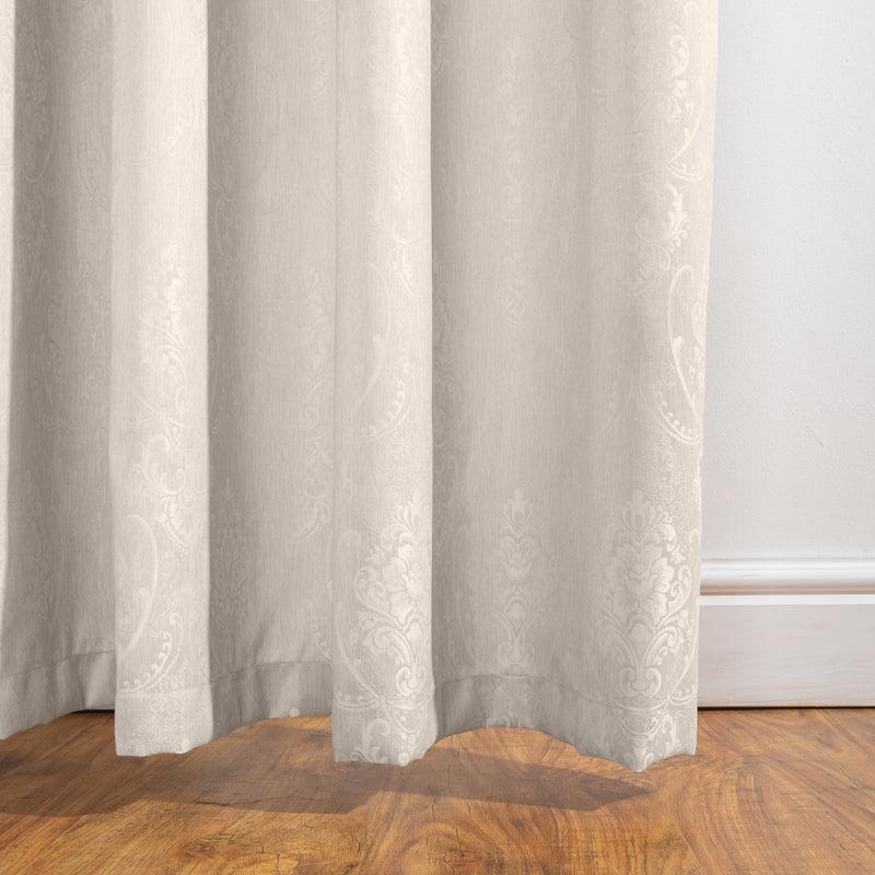 HOME.LIFE Venice Jacquard Eyelet Lined Curtain - Natural-Curtains