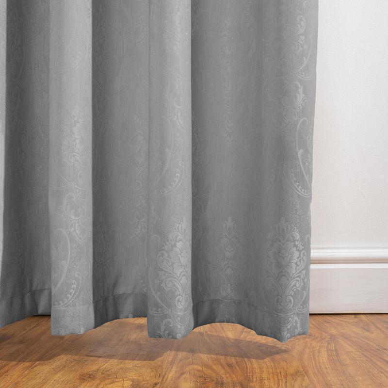 HOME.LIFE Venice Jacquard Taped Lined Curtain - Dark Grey-Curtains