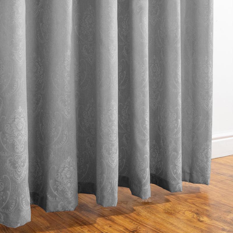 HOME.LIFE Venice Jacquard Taped Lined Curtain - Dark Grey-Curtains