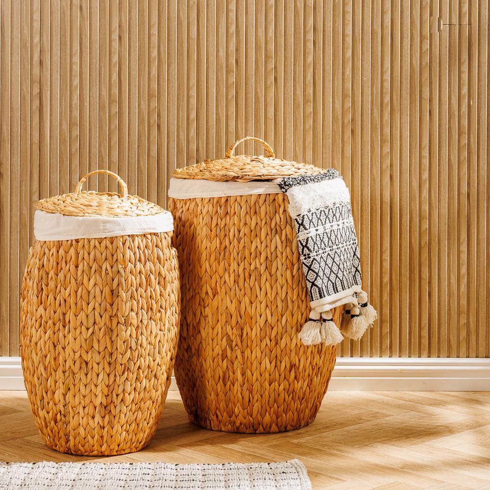 Home.Life Vietnamese Barrel Laundry Hamper with Lid and Liner Natural-Laundry Basket
