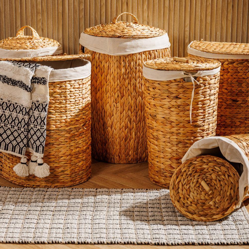 Home.Life Vietnamese Barrel Laundry Hamper with Lid and Liner Natural-Laundry Basket