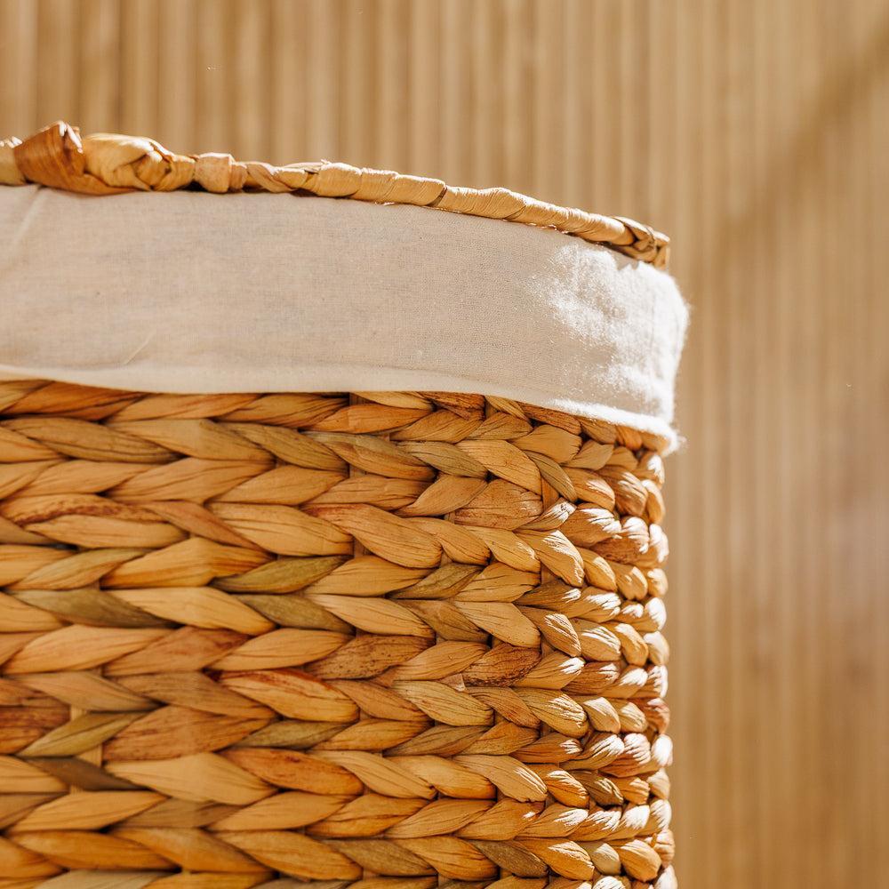 Home.Life Vietnamese D-Shaped Laundry Hamper with Lid and Liner Natural-Laundry Basket