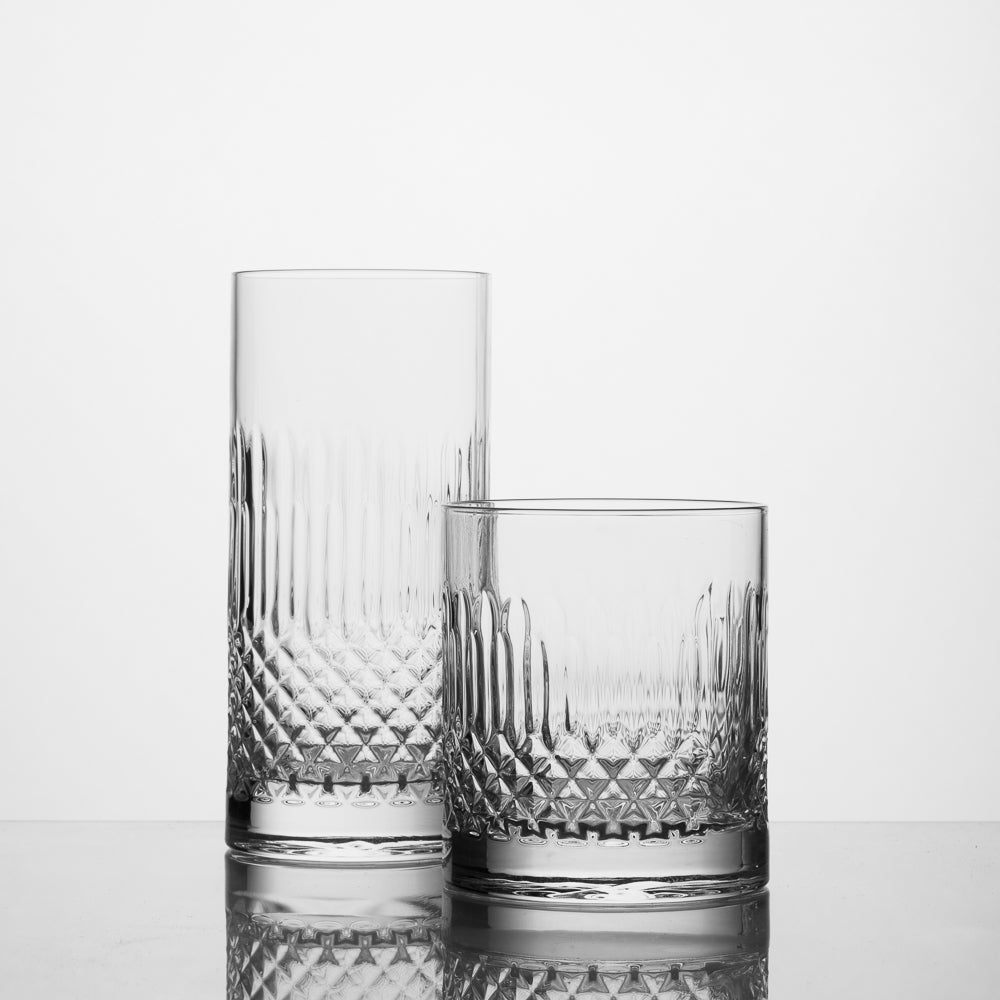 Luigi Bormioli Diamante Crystal Whiskey Glasses Set of 4-Glassware