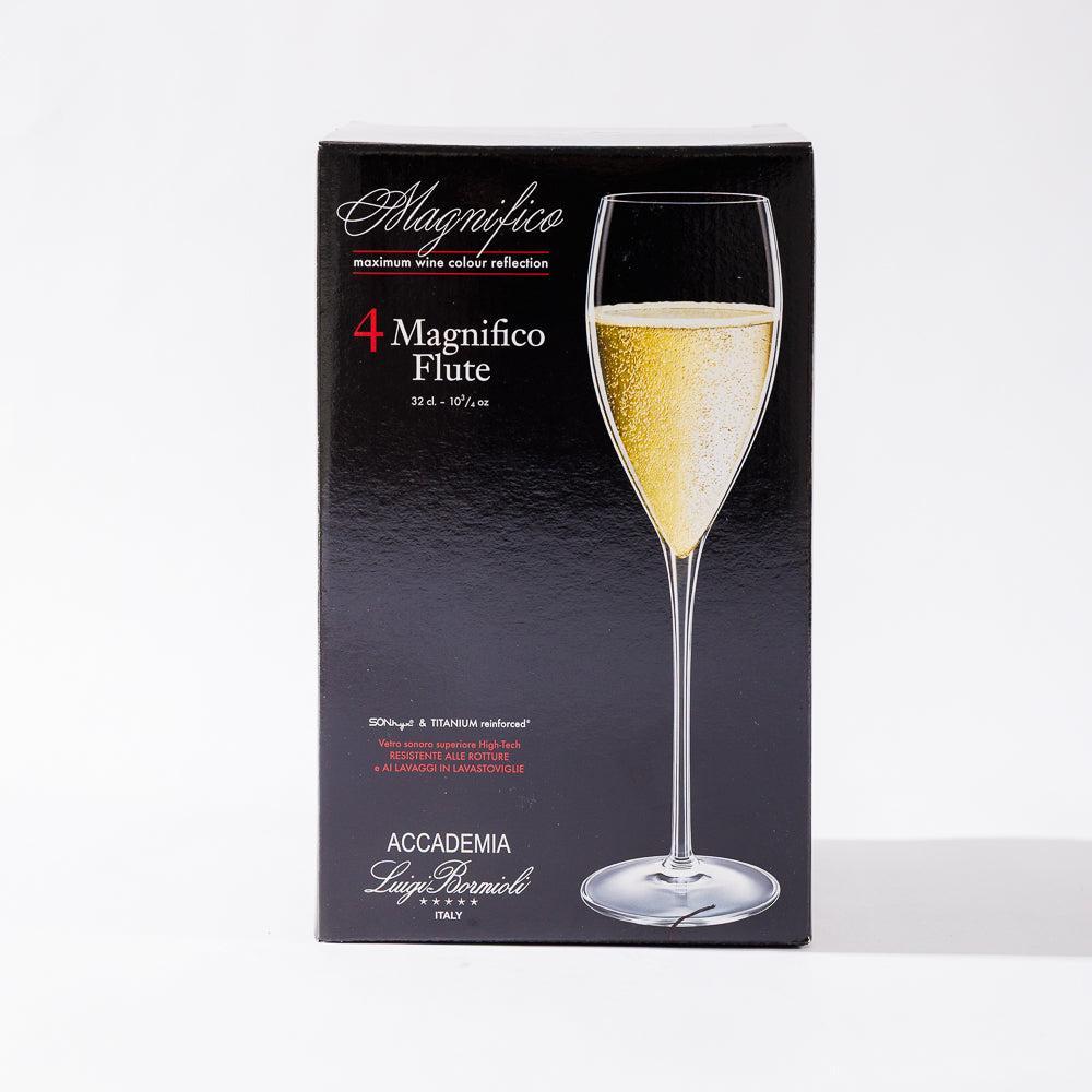 Luigi Bormioli Magnifico Crystal Flute Glasses Set of 4-Glassware