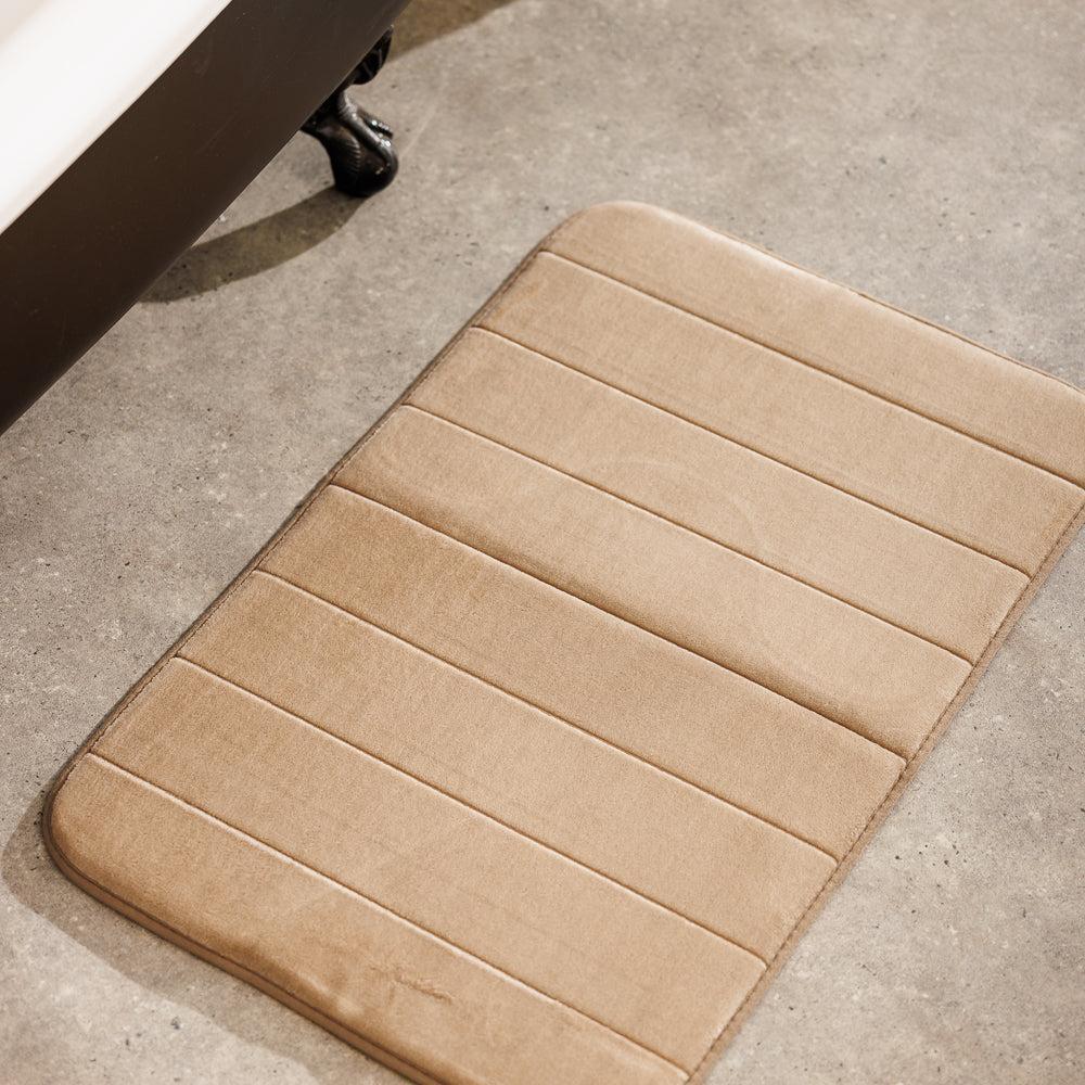 Milan Memory Foam Bathroom Mat Beige 2 Piece-Bath Mats