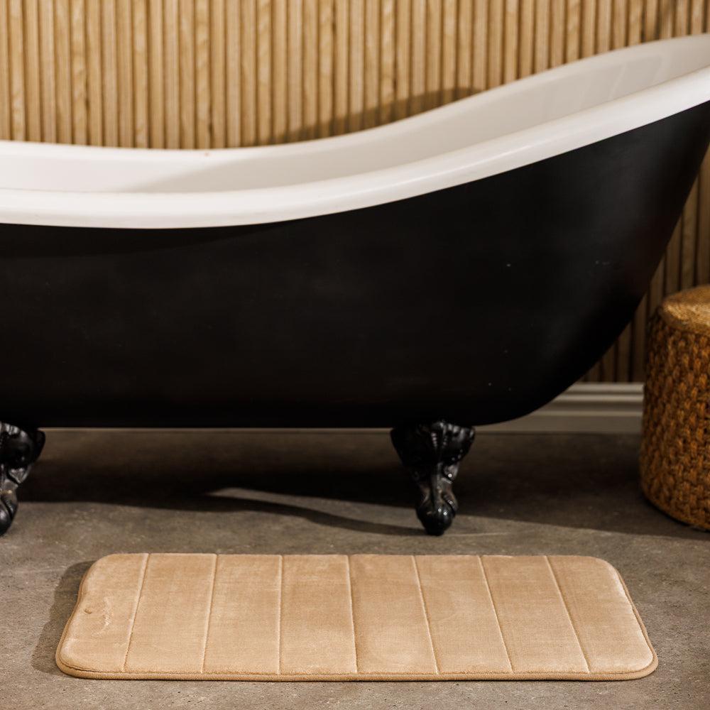 Milan Memory Foam Bathroom Mat Beige 2 Piece-Bath Mats