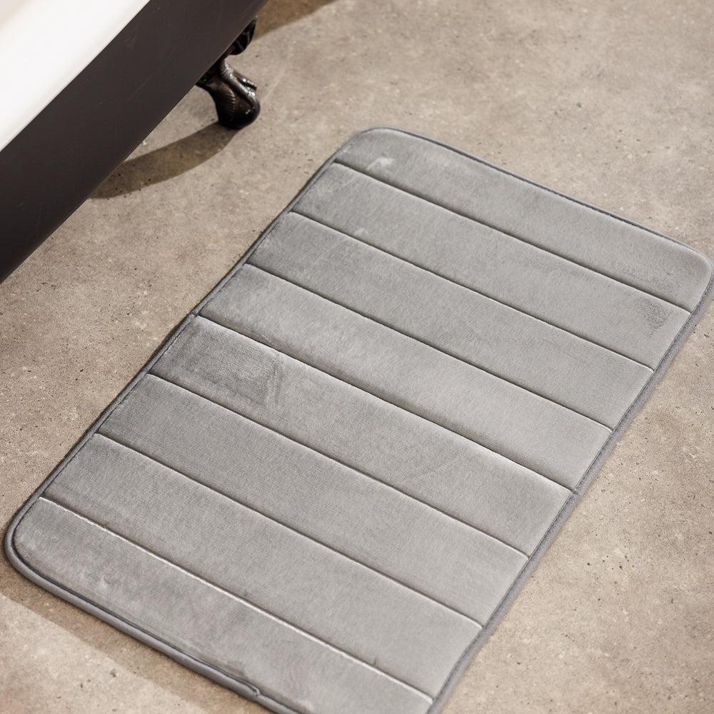 Milan Memory Foam Bathroom Mat Light Grey 2 Piece-Bath Mats