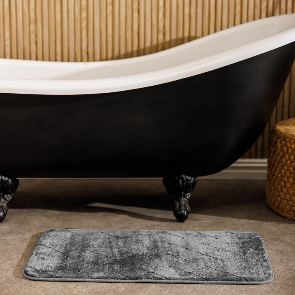 Milan Memory Foam Bathroom Mat Mid Grey 2 Piece-Bath Mats