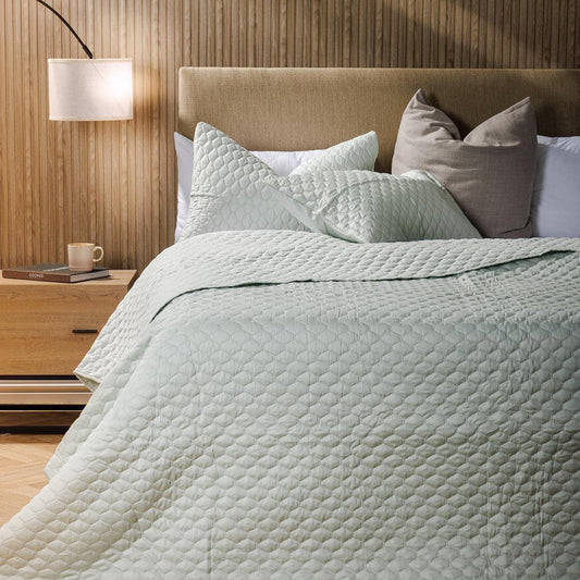 Mist Whisper Soft Premium Cotton Quilt Duck Egg-Quilts & Comforters