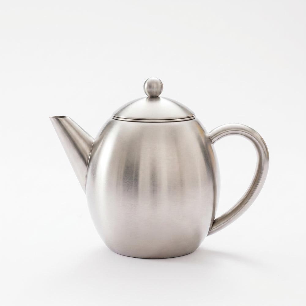 Moretti Cafe Oval Teapot Stainless Steel Silver-Coffee