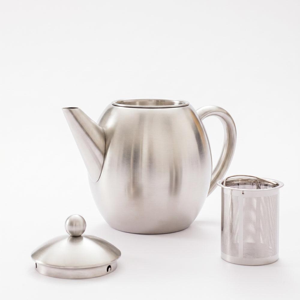 Moretti Cafe Oval Teapot Stainless Steel Silver-Coffee