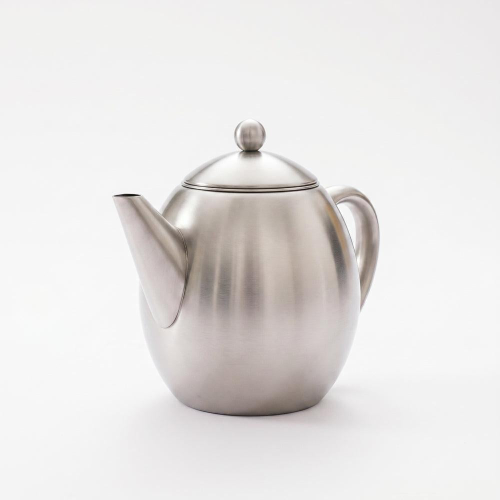 Moretti Cafe Oval Teapot Stainless Steel Silver-Coffee