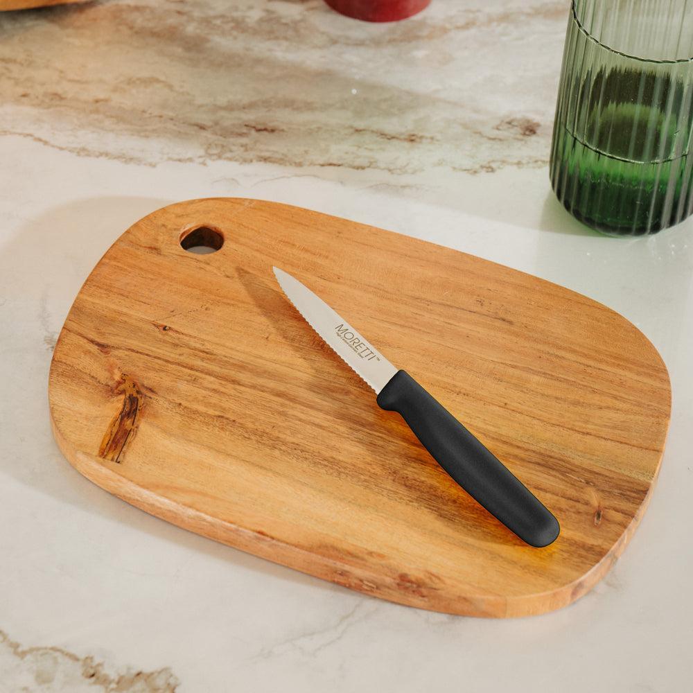 Moretti Serrated Paring Knife Black-Knives