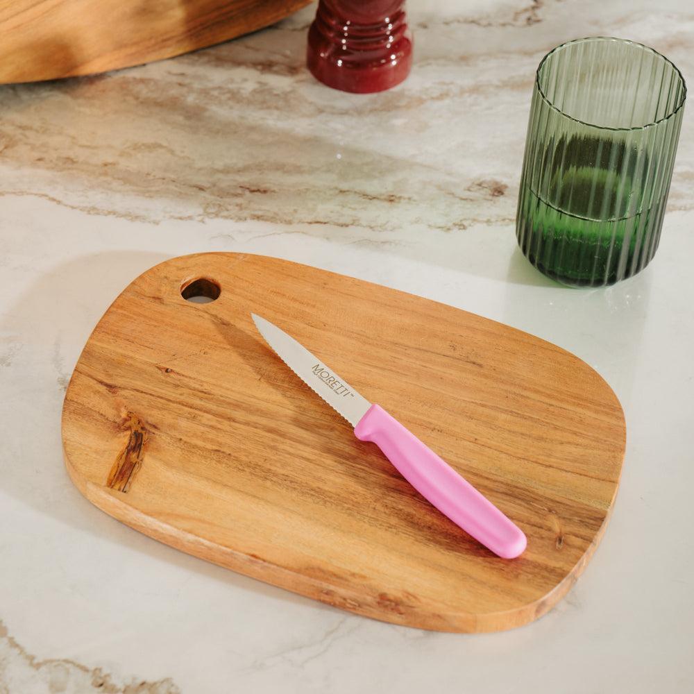 Moretti Serrated Paring Knife Pink-Knives