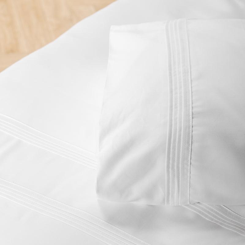 Nest 250 Thread Count Double Tuck Cotton Rich Duvet Cover Set - White-LINEN