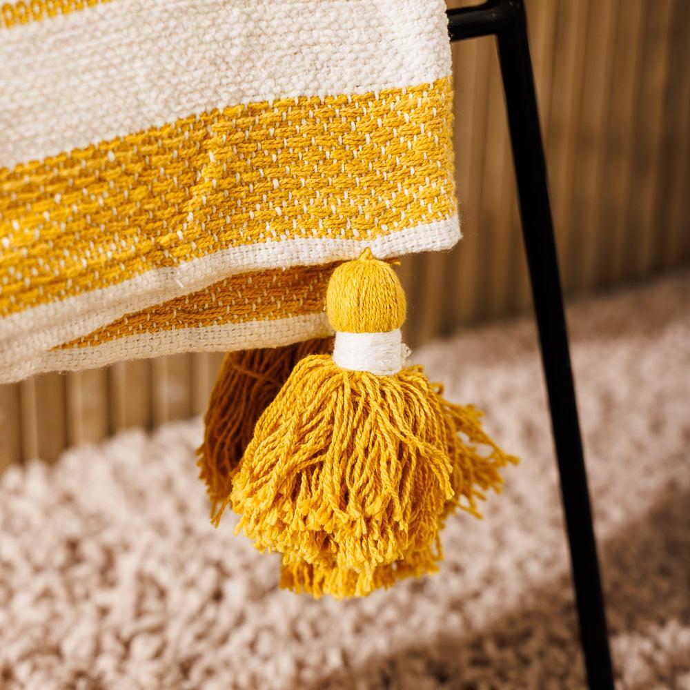 Nest Chenille Throw Mustard-Throws
