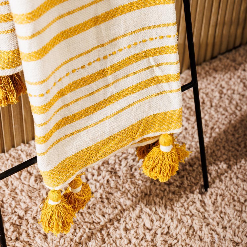 Nest Chenille Throw Mustard-Throws