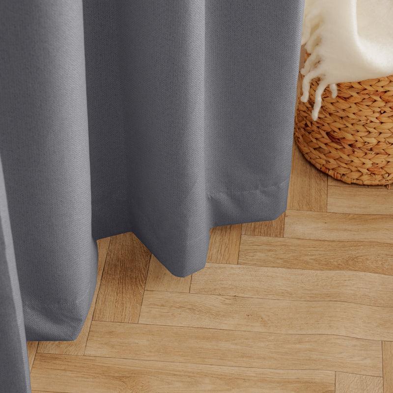 Nest Chevron Ultra Blockout Taped Unlined Curtain - Charcoal-Curtains