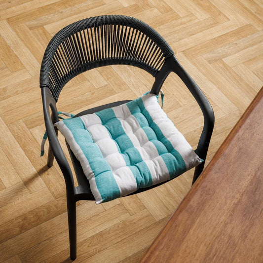 Nest Collection Seafoam Stripe Chair Pad-Chair Pads