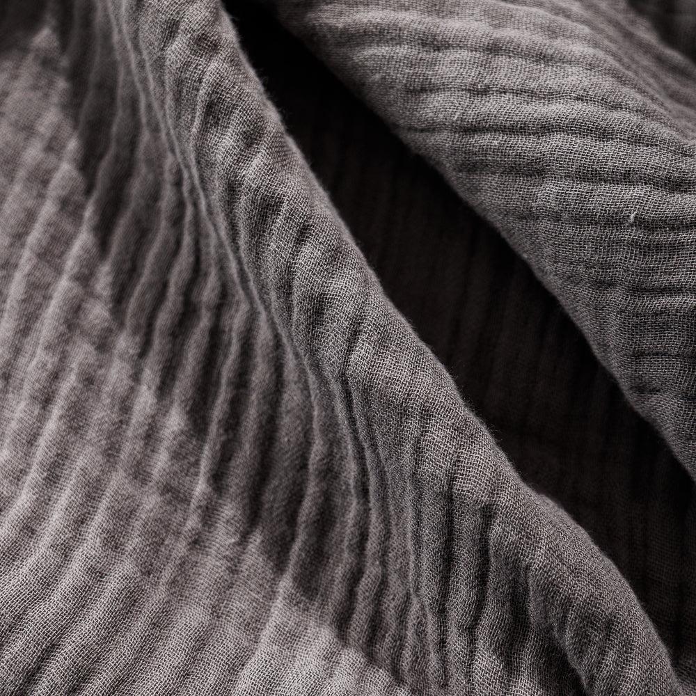 Nest Cotton Hemmed Throw Charcoal-Throws