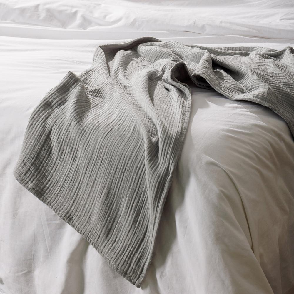 Nest Cotton Hemmed Throw Mid Silver-Throws