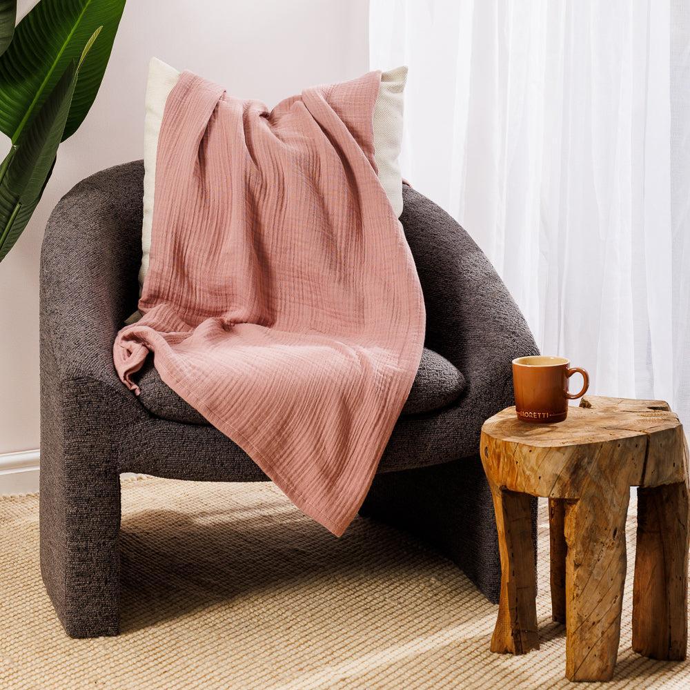 Nest Cotton Hemmed Throw Wisteria-Throws
