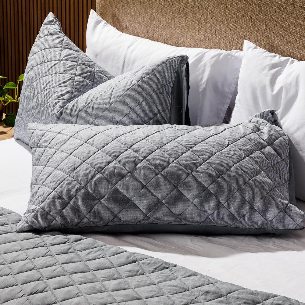 Nest Shoreline Microfibre Printed Quilt Set Slate-Quilts & Comforters