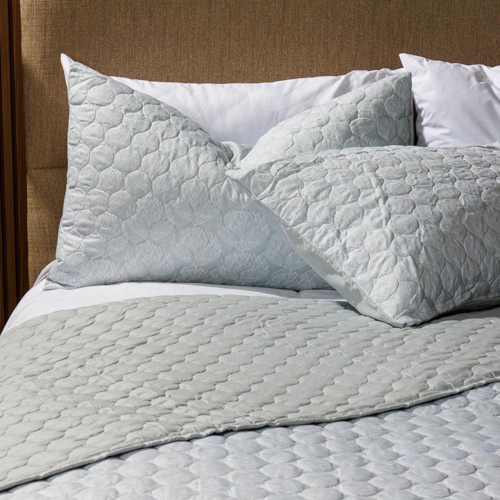 Nest Wild Protea Microfibre Printed Quilt Set Duck Egg-Quilts & Comforters