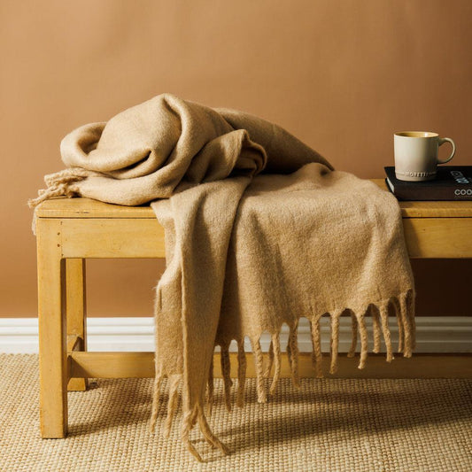 Nest Woollen Blend Blanket Throw Sand-Blankets